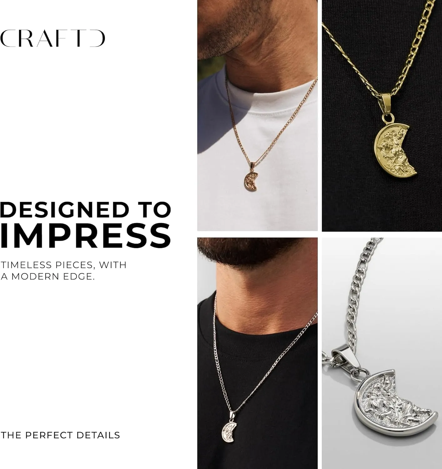 | St. Christopher Pendant Necklace | 20.5" Gold Chain Link with 20MM x 20MM Pendant | Waterproof, Heat & Sweat Resistant | Gifts for Men | Men's Jewelry |
