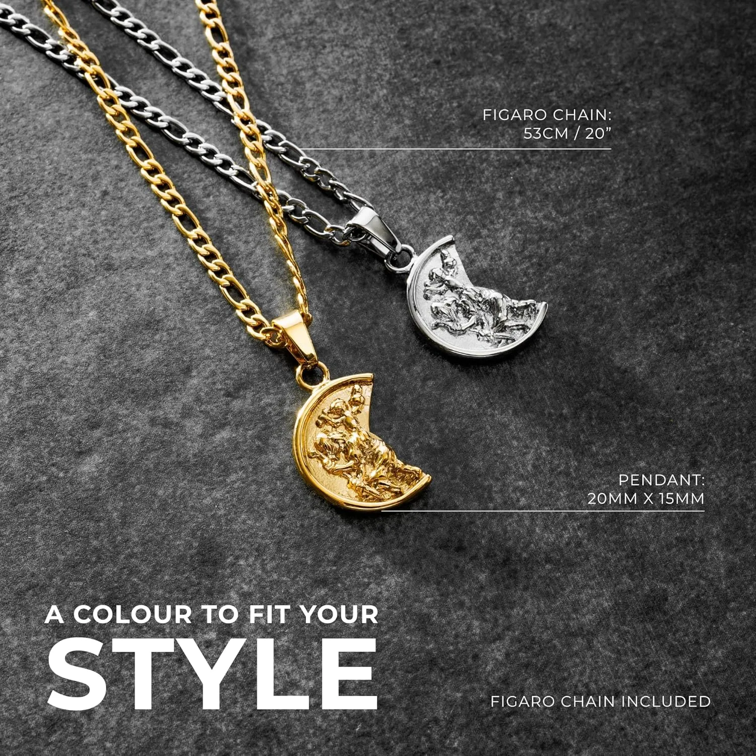 | St. Christopher Pendant Necklace | 20.5" Gold Chain Link with 20MM x 20MM Pendant | Waterproof, Heat & Sweat Resistant | Gifts for Men | Men's Jewelry |