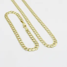 14K Flat Cuban Chain with Flat Cuban Bracelet Yellow Gold