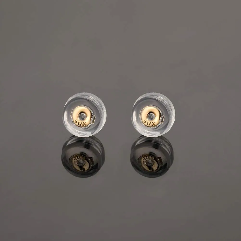 14K Gold Silicone Earring Backs Replacement | Rubber Earrings Backs for Studs |Plastic Earring Backing Secure (1 Pair 14K Gold)