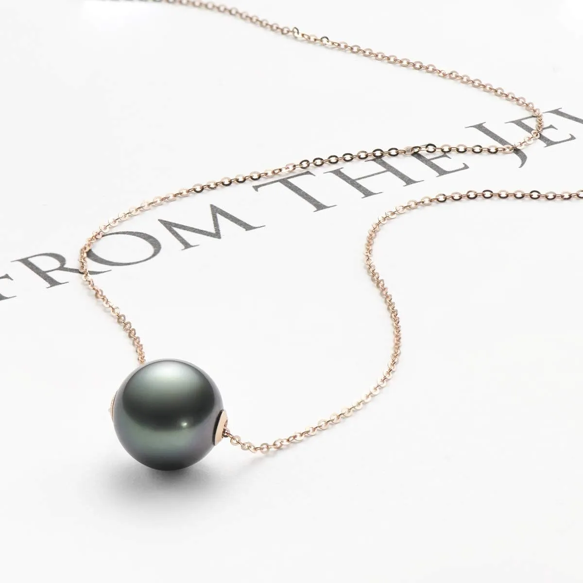 18K Gold Tahitian Black Pearl Necklace for Women, 10-11mm Tahitian Seawater Cultured Floating Single Pearl Pendant with Sterling Silver Chain Jewelry Gifts for Mom Wife Daughter