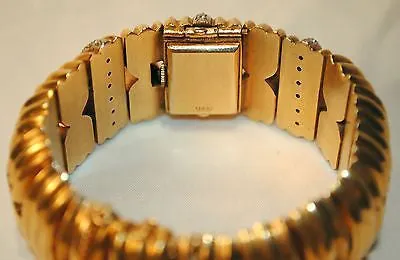 1960s Vintage Diamond Bracelet with Covered Mignon Watch in 14K Yellow Gold - $50K VALUE
