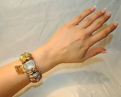 1960s Vintage Diamond Bracelet with Covered Mignon Watch in 14K Yellow Gold - $50K VALUE