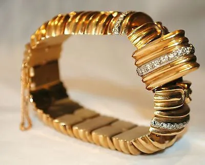 1960s Vintage Diamond Bracelet with Covered Mignon Watch in 14K Yellow Gold - $50K VALUE