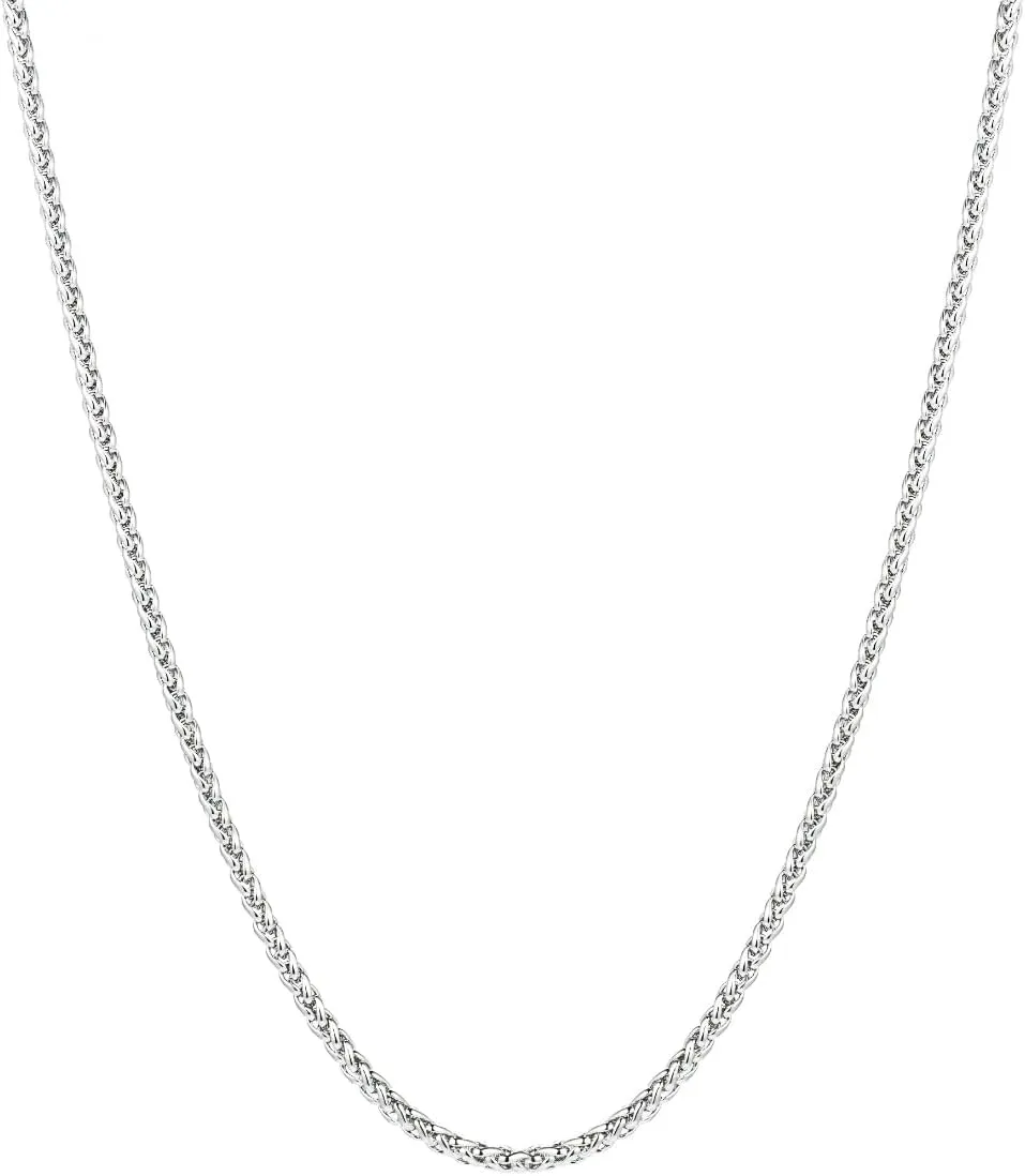 2.5mm/3mm/4mm Silver Stainless Steel Wheat Chain Necklace Jewelry for Men
