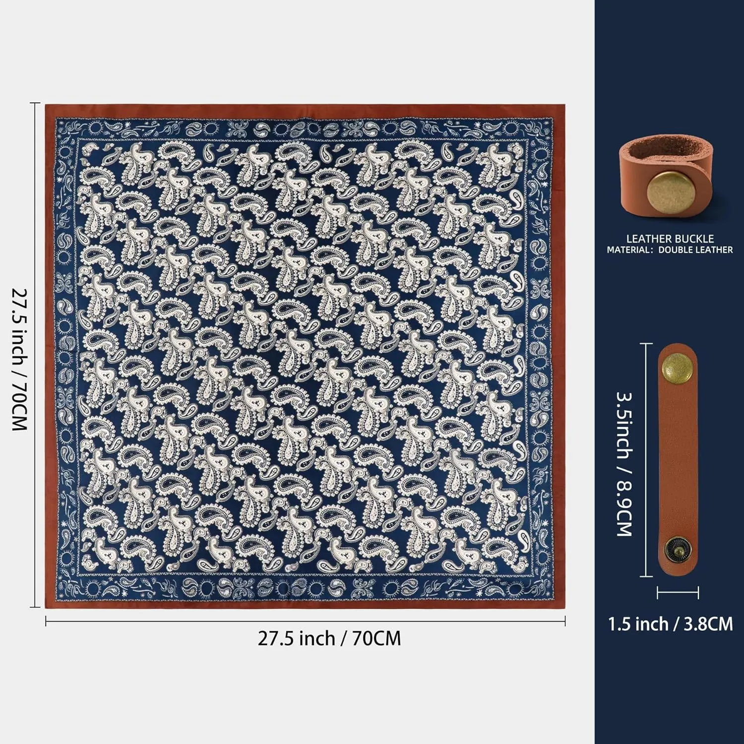27.5 Inches Square Silk Feeling Neck Scarf for Men Necktie Silk Bandanas Pocket Square Cowboy Scarves