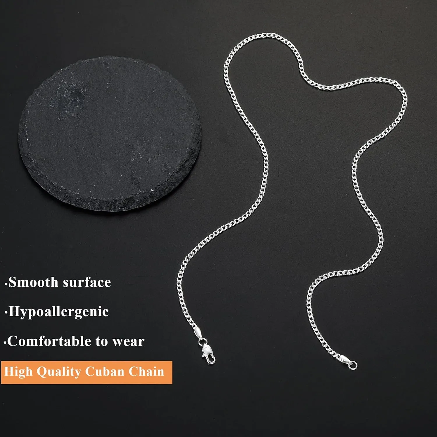 3/5mm 14K Real Gold/Real Silver Plated Cuban Chain for Men Boys, Stainless Steel Cuban Link Chain for Men Boys Sturdy Non-Fading Necklace Fathers Jewelery Gifts for Him 16/18/20/22/24 Inch