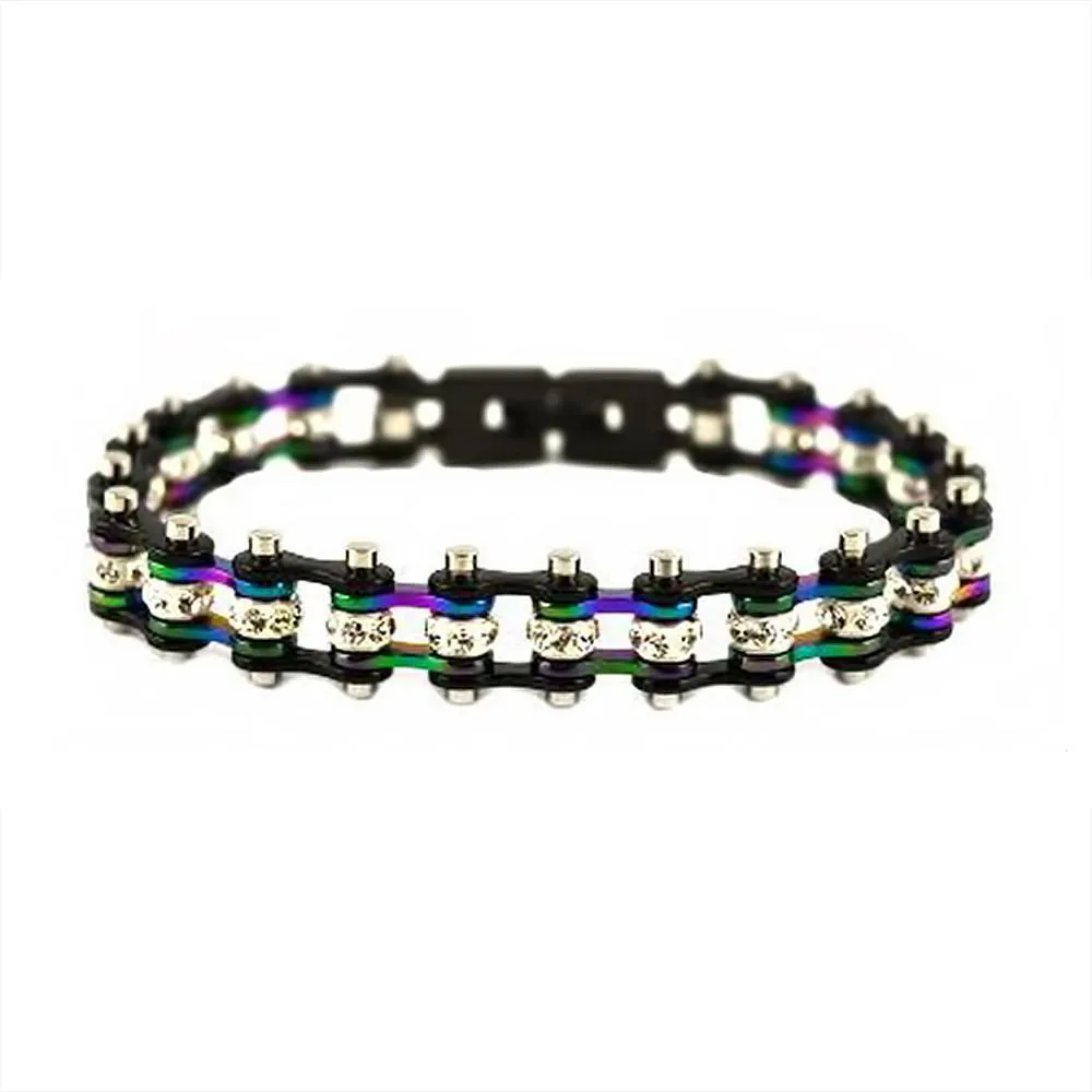 3/8" Wide MNI MINIBlack RainbowWomen's Crystal Bracelet