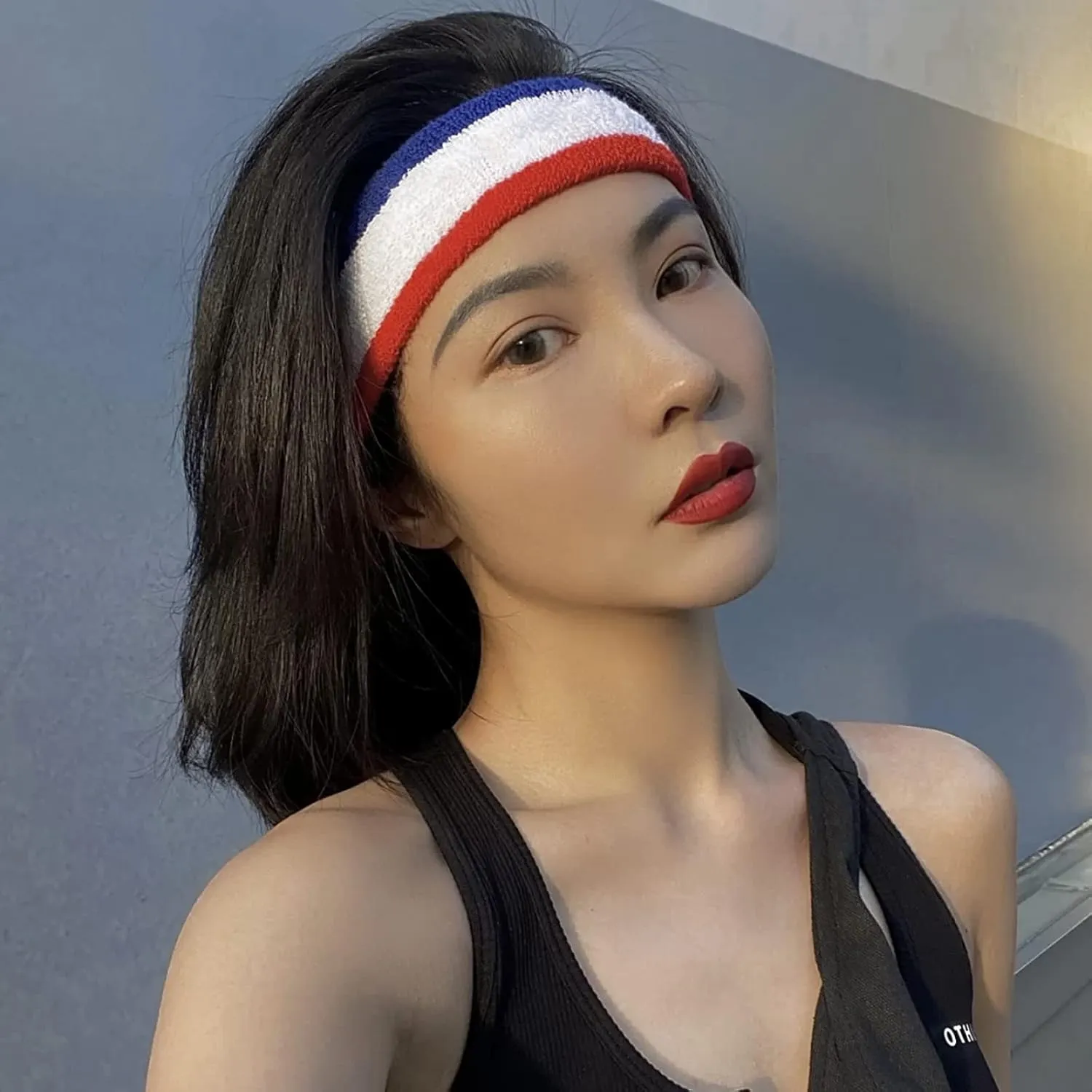 5 Pieces Sweatbands Set and Striped Socks 80s Sweatbands 90s Costume Wrist Sweat Bands for Men and Women Sports Headbands