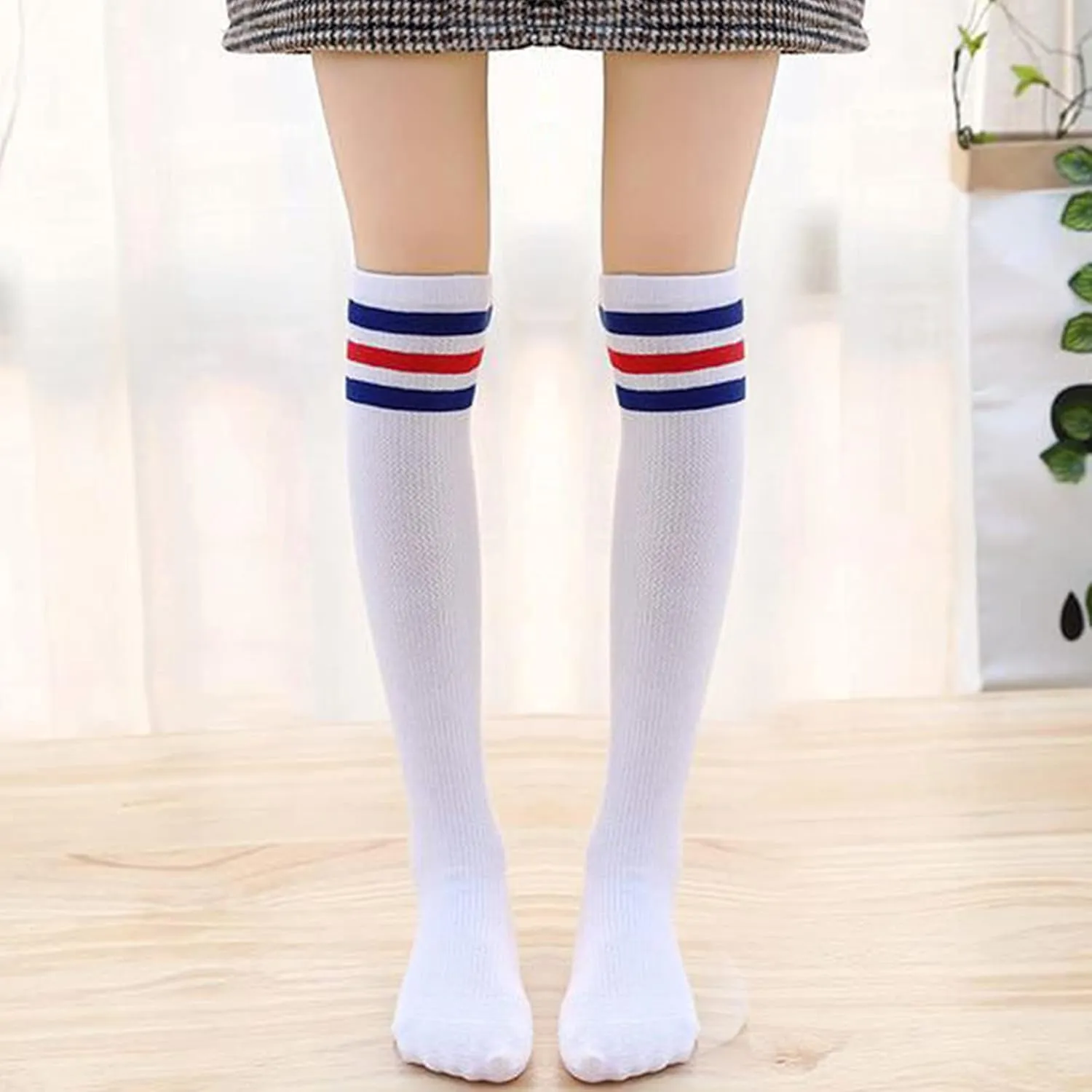 5 Pieces Sweatbands Set and Striped Socks 80s Sweatbands 90s Costume Wrist Sweat Bands for Men and Women Sports Headbands