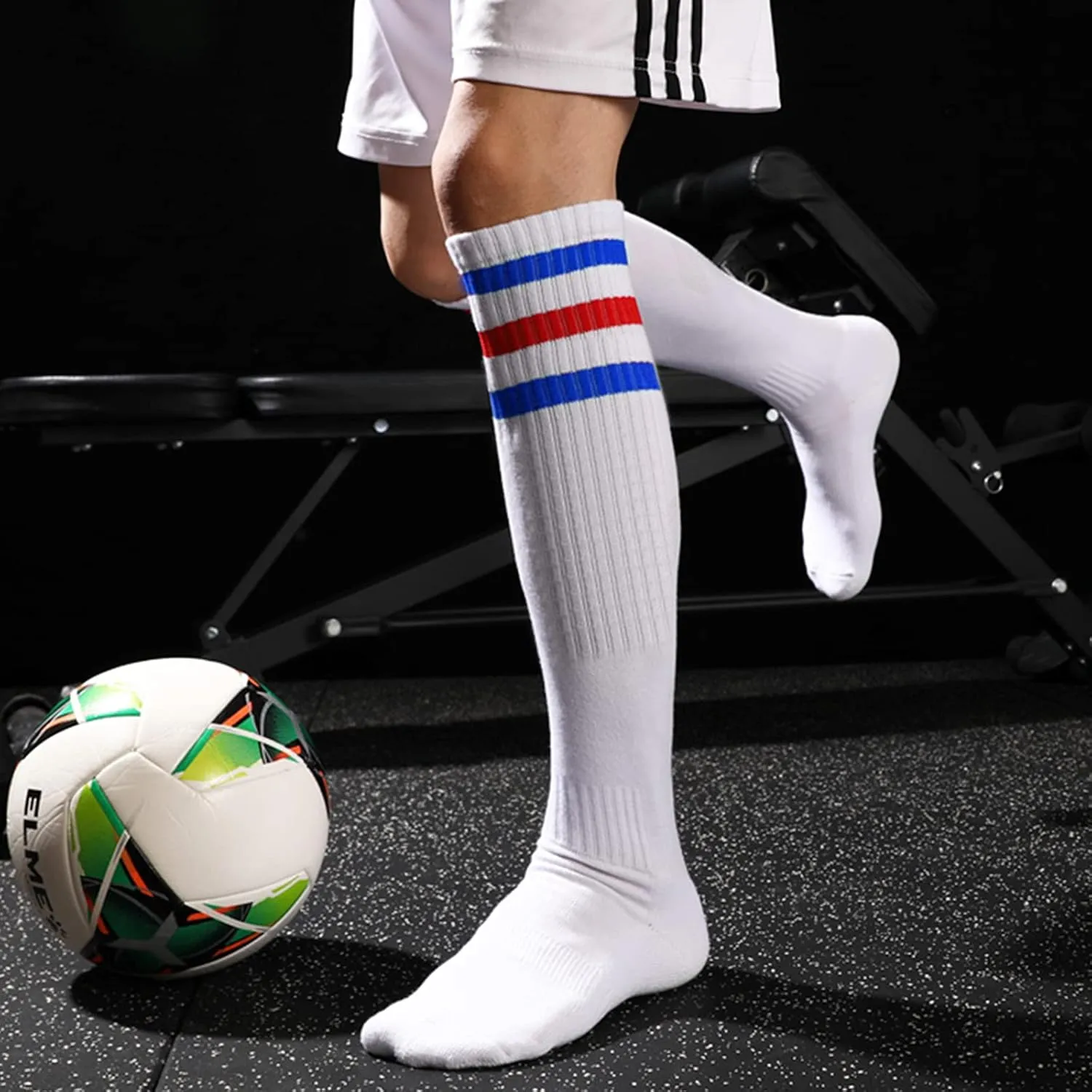 5 Pieces Sweatbands Set and Striped Socks 80s Sweatbands 90s Costume Wrist Sweat Bands for Men and Women Sports Headbands