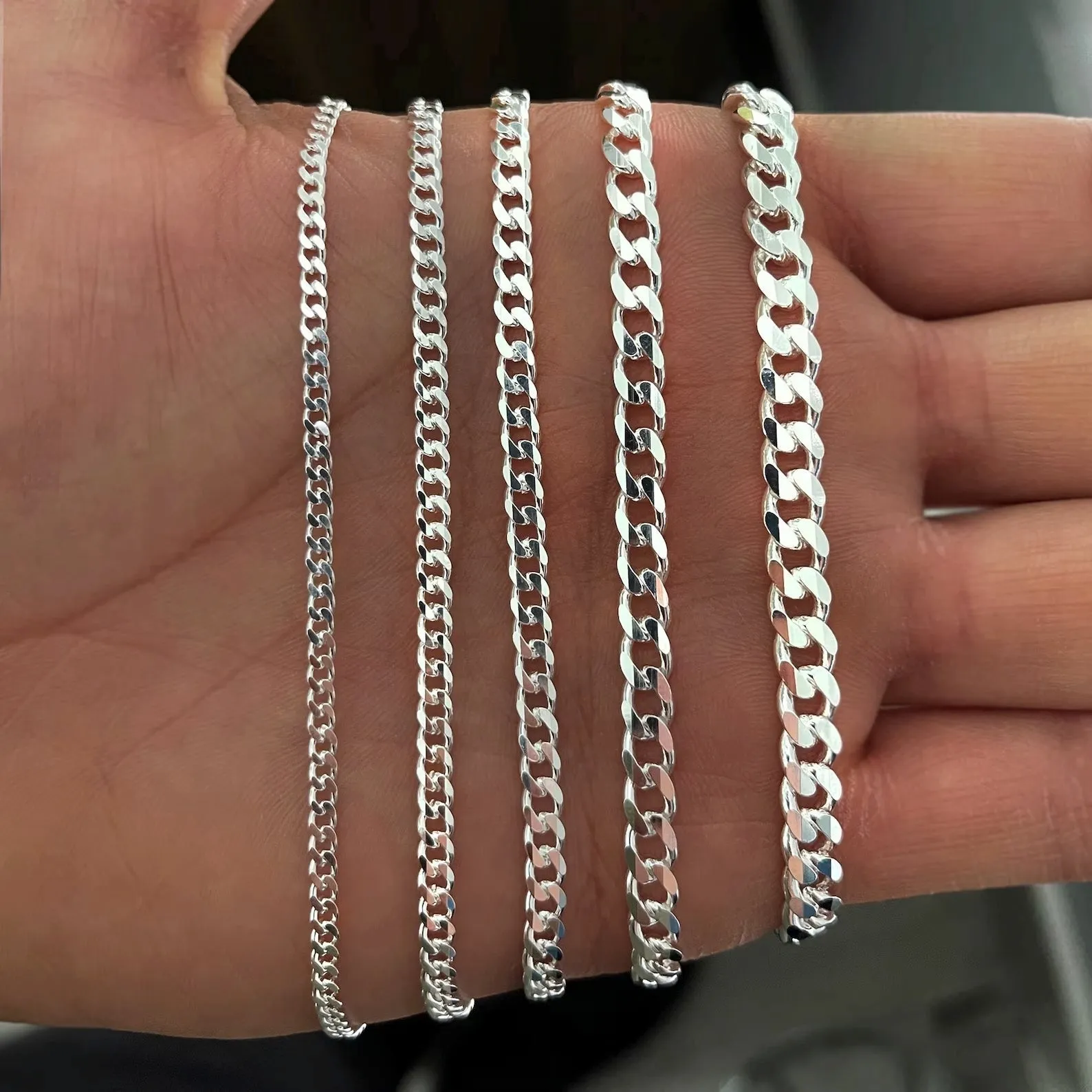 6MM - 22" Sterling Silver Bracelet Curb or Cuban Link GD180 Wholesale - Pulsera Cubana 22" de Plata Por Mayoreo