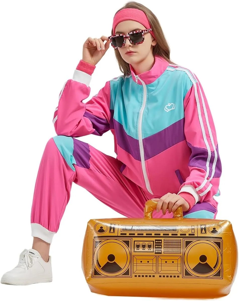 80s Tracksuit for Men Women Retro Windbreaker Set 80s 90s Outfit for Men 80s Track Suit for Couple 90s Shell Suit