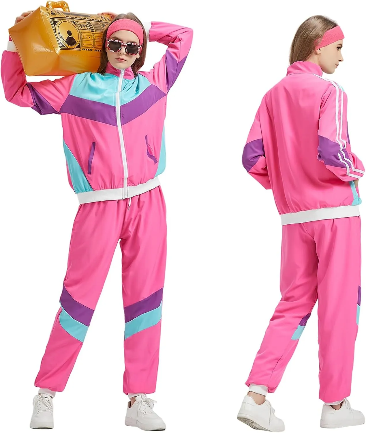 80s Tracksuit for Men Women Retro Windbreaker Set 80s 90s Outfit for Men 80s Track Suit for Couple 90s Shell Suit