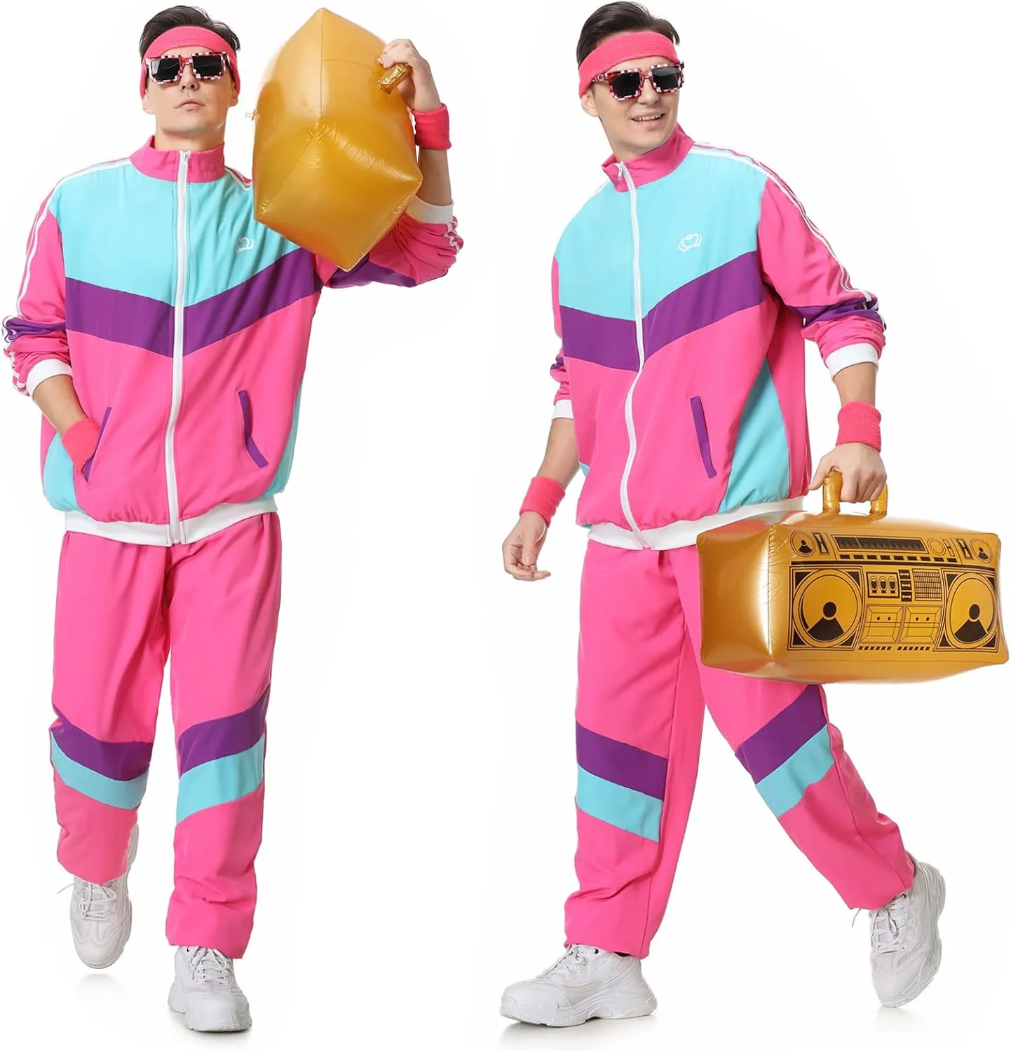 80s Tracksuit for Men Women Retro Windbreaker Set 80s 90s Outfit for Men 80s Track Suit for Couple 90s Shell Suit