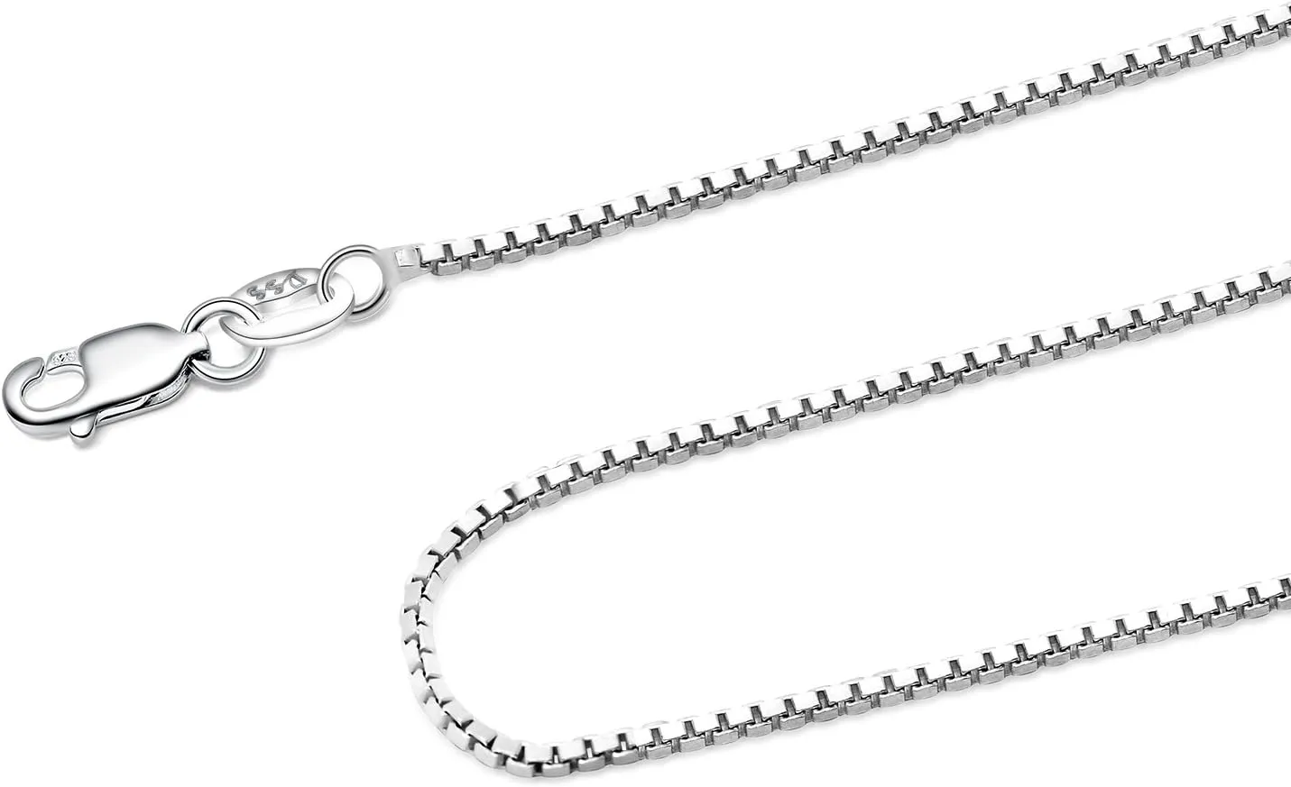 925 Sterling Silver .8MM Box Chain - Italian Necklace - Super Thin & Strong - 16" - 30"