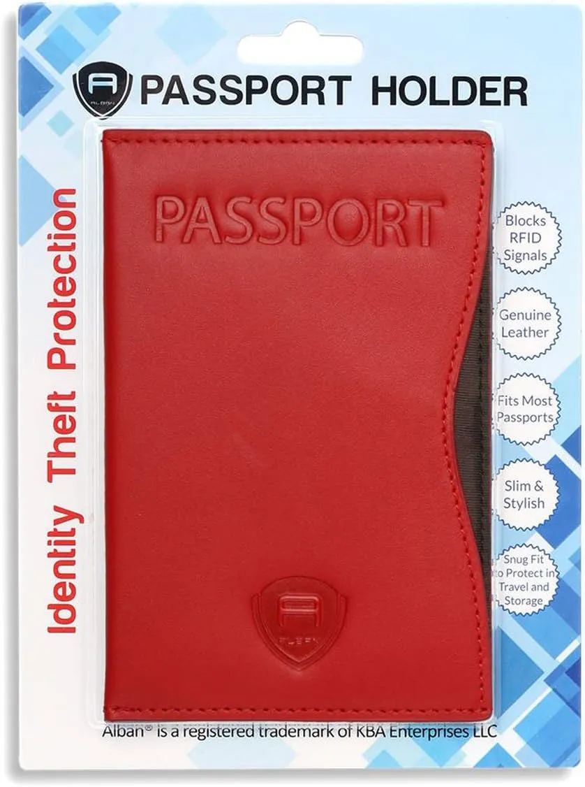 Alban RFID Passport Holder Women Men RFID Blocking Travel Passport Wallet Case Genuine Leather Passport Cover porta pasaporte