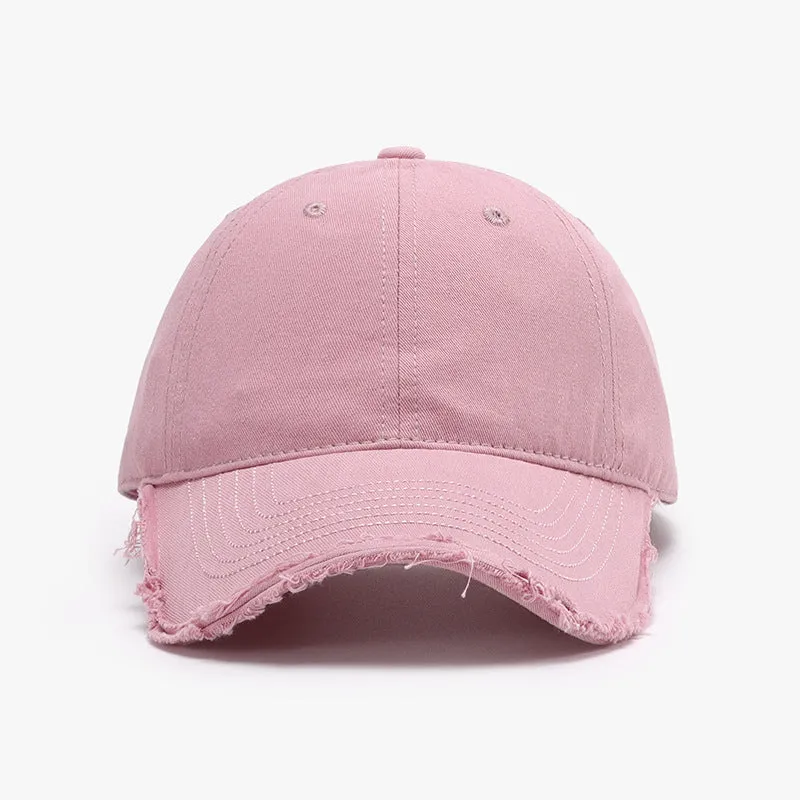 Ashley Distressed Baseball Cap in Pink,Green,Ivory,Black and Grey
