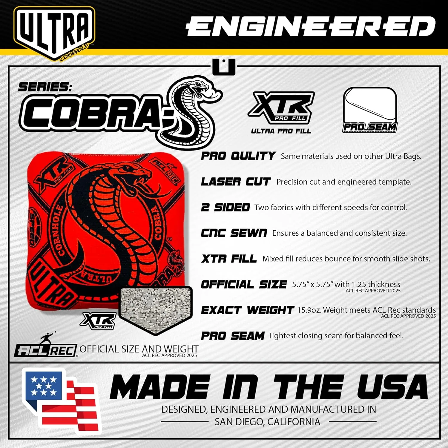 Bags Cobra-S Cornhole Bag Set - ACL Approved
