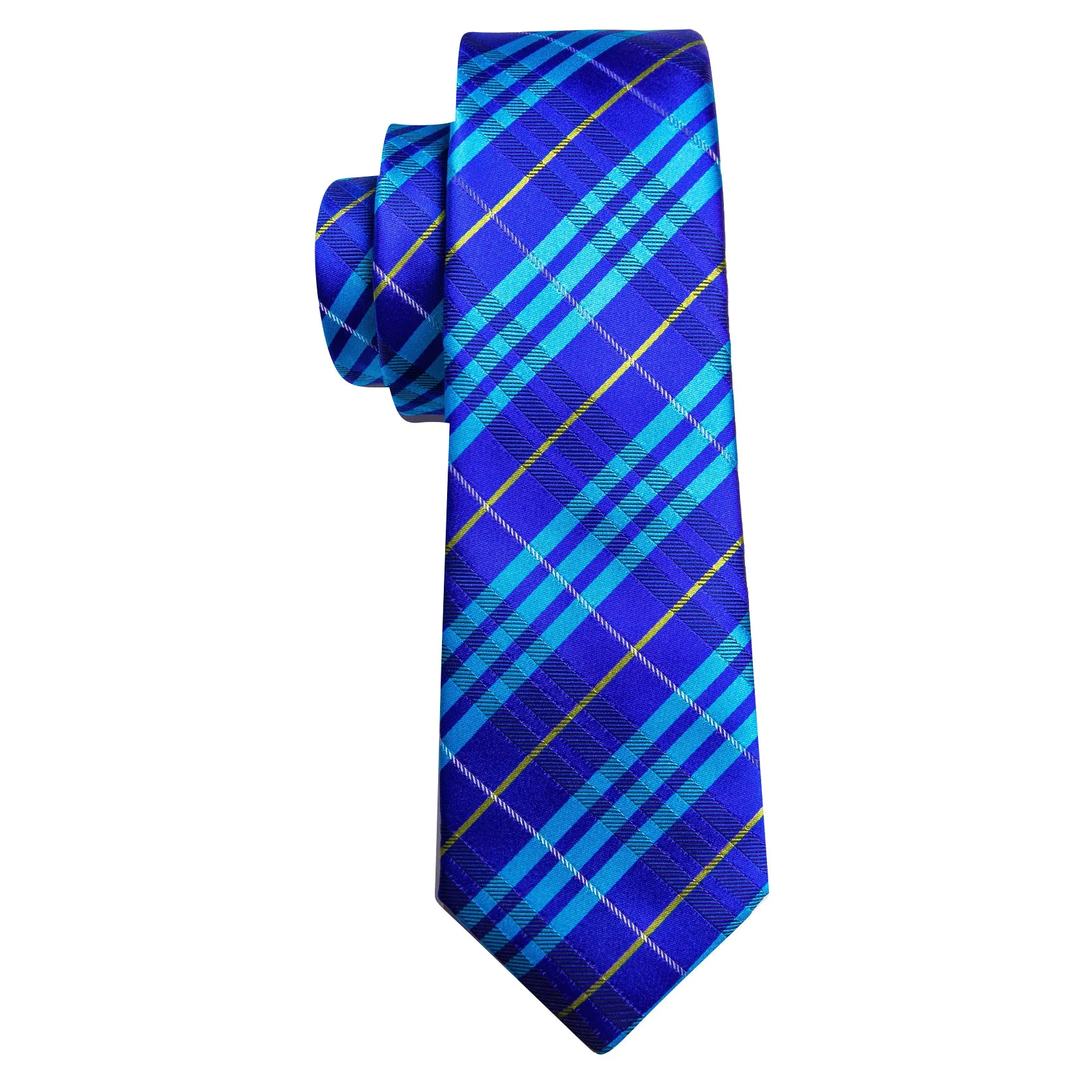 Barry Wang Bright Blue Striped Silk Tie Pocket Square Cufflinks Set