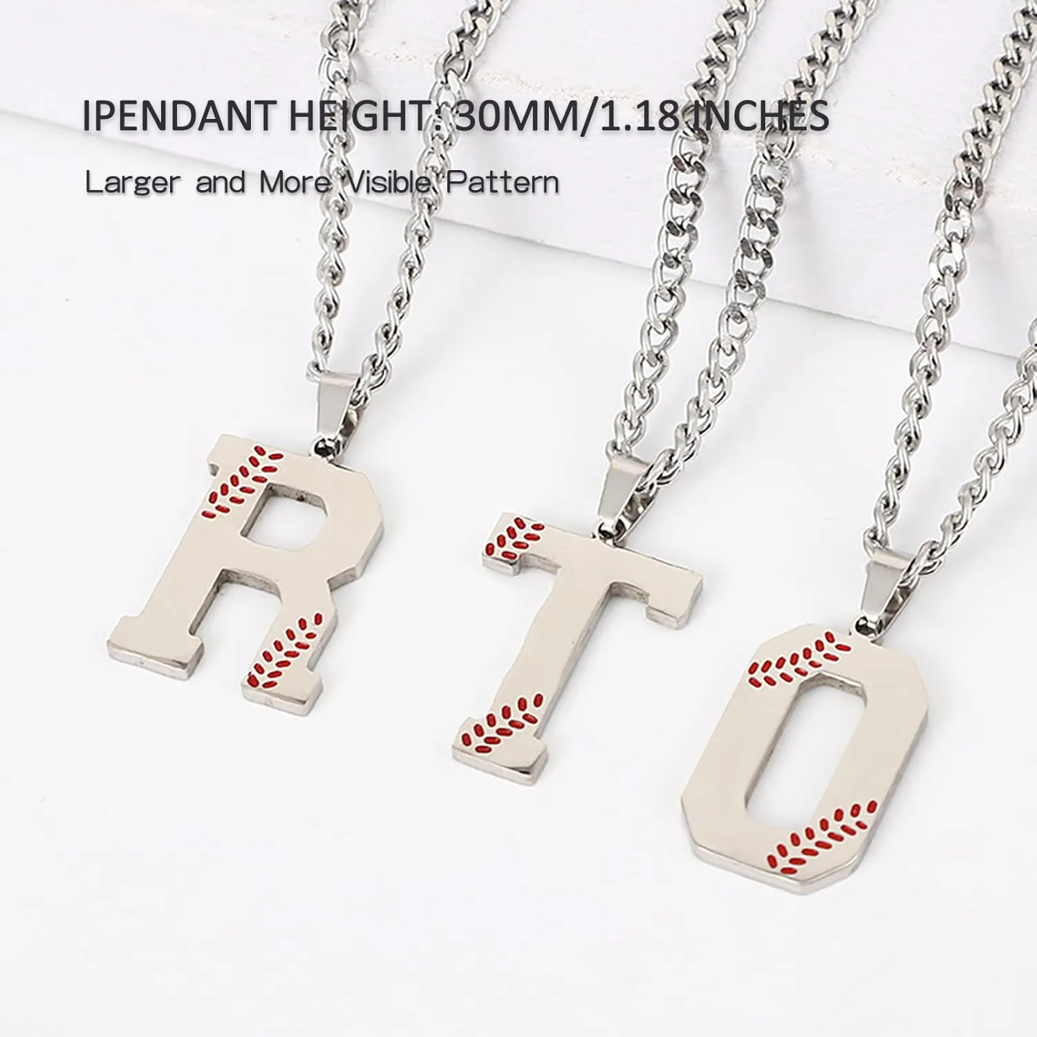 Baseball Initial A-Z Letter Necklace for Men, Alphabet Jewelry Pendant, Stainless Steel letter necklace for Men Holiday Gifts Dad Husband for Him Mens Jewelry