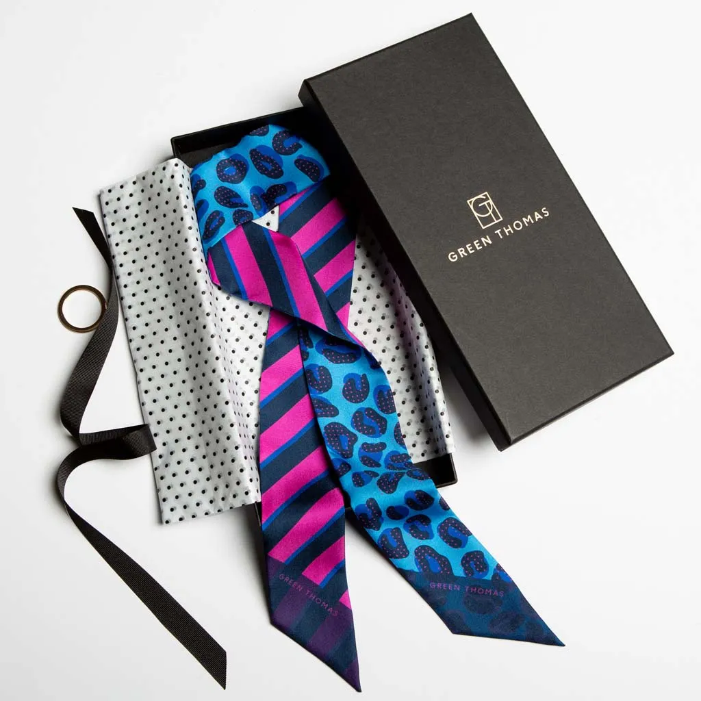 BIG CAT SILK RIBBON SCARF JEWEL