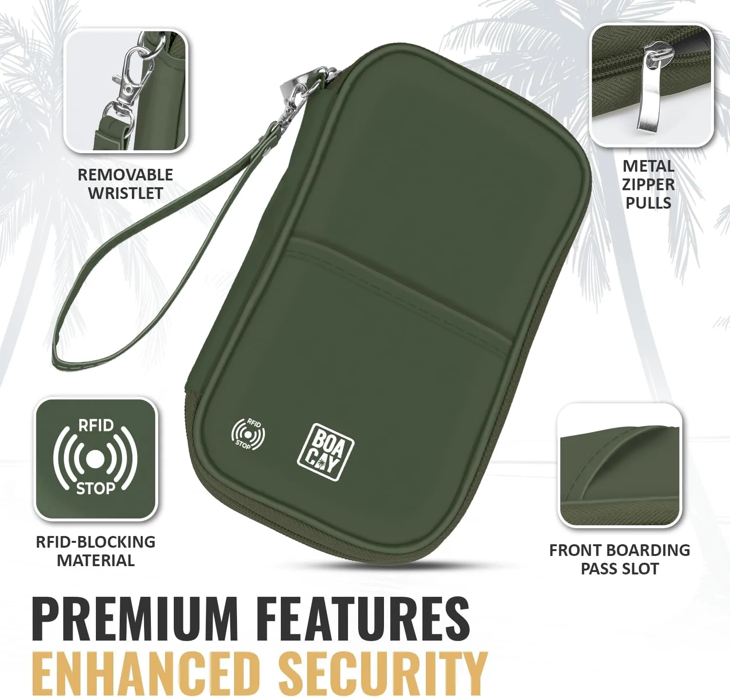 BOACAY Travel Document Organizer with RFID, Family Passport Holder, Wallet for Women & Men, Portable & Waterproof Case for Cards, Boarding Pass, Money