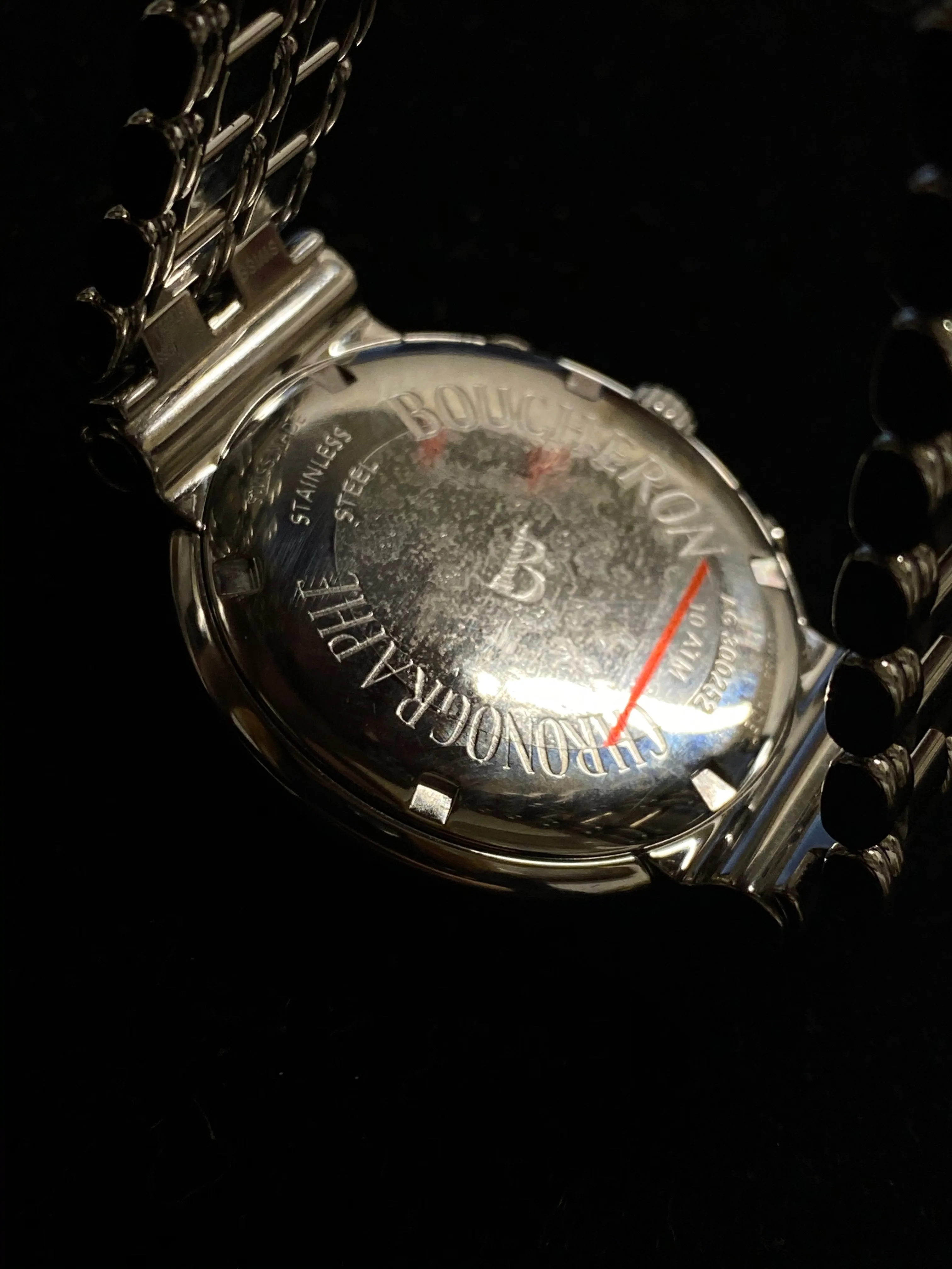 BOUCHERON Rare Chronographe Stainless Steel Automatic Watch w/ Platinum Dial - $13K Appraisal Value! ✓