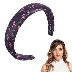 Breast Cancer Awareness Headband for Women Girls Pink Ribbon Hairband Ribbon Wide Hair Hoop Survivor Support Headwear Hair Accessories for Anti-Cancer Public Welfare Activities Supplies 1PCS(Black)