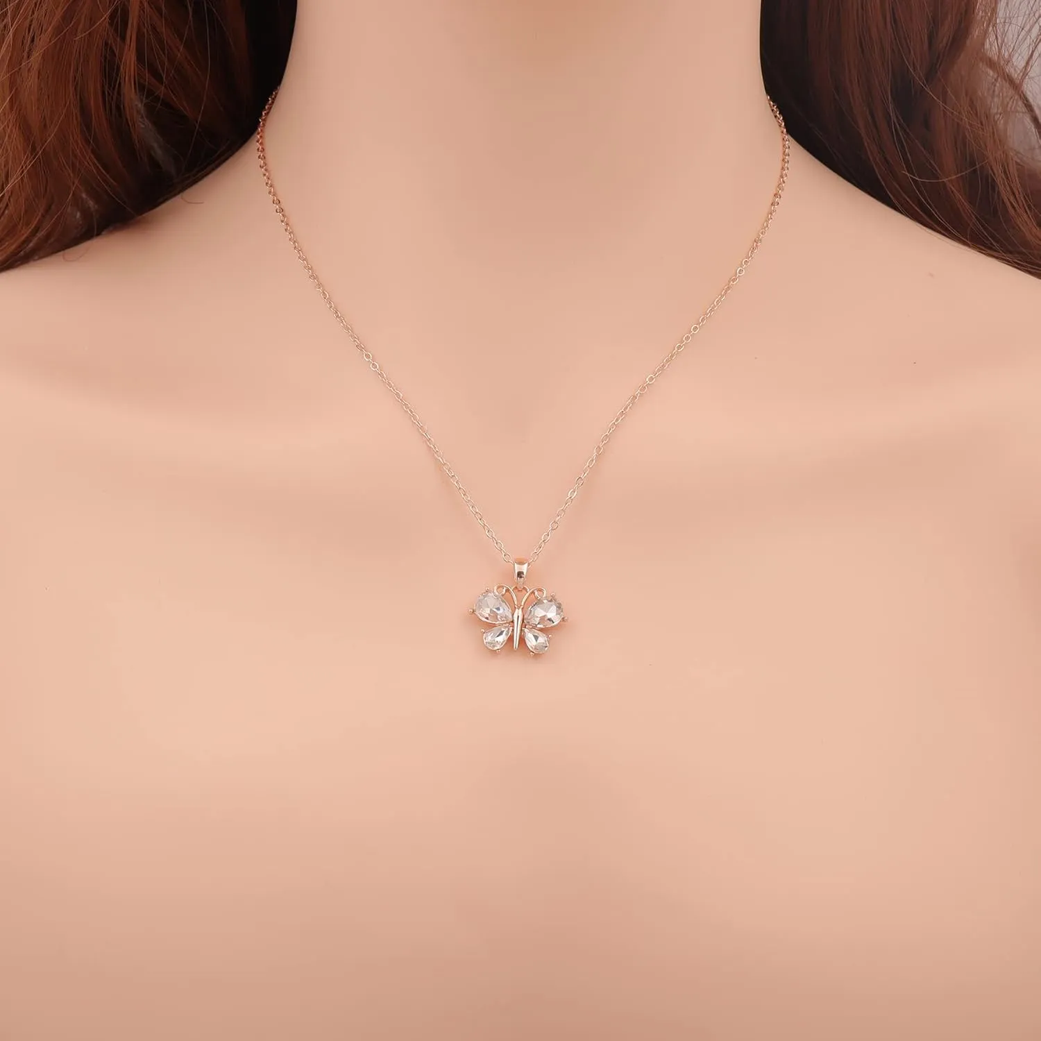 Bridesmaid Jewelry Set for Women 18K Gold & Silver & Rose Gold Plated Butterfly Pendant Necklace Earrings Bracelet Set,Bridesmaid Gift for Wedding/Proposal/Party/Anniversary