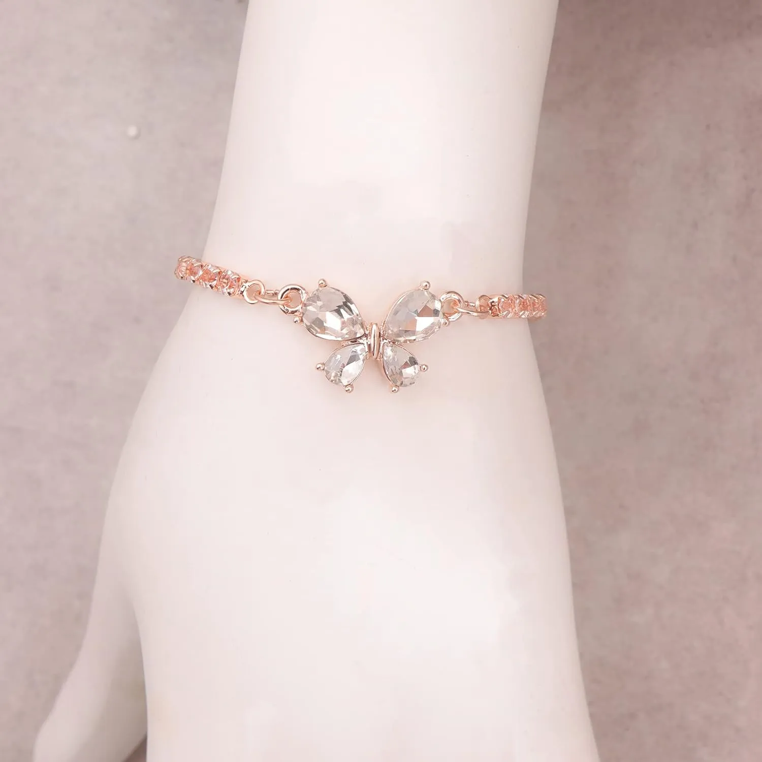 Bridesmaid Jewelry Set for Women 18K Gold & Silver & Rose Gold Plated Butterfly Pendant Necklace Earrings Bracelet Set,Bridesmaid Gift for Wedding/Proposal/Party/Anniversary