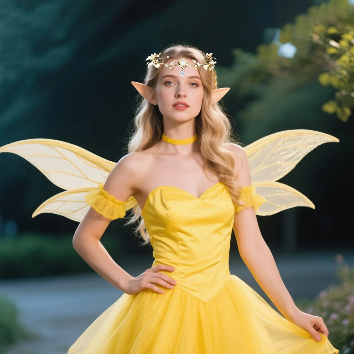 Bubbmi Floral Elf Costume Headband with Pendant Leaves, V-shaped Adjustable Fairy Woodland Hairband with for Wedding Bridal Women Girls (Golden2)