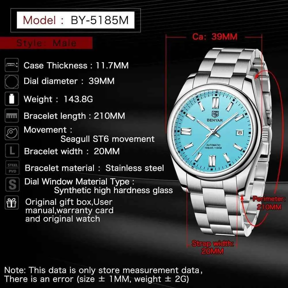 BY-5185 Men's Simple Watch - Luxury Automatic Mechanical Wristwatches