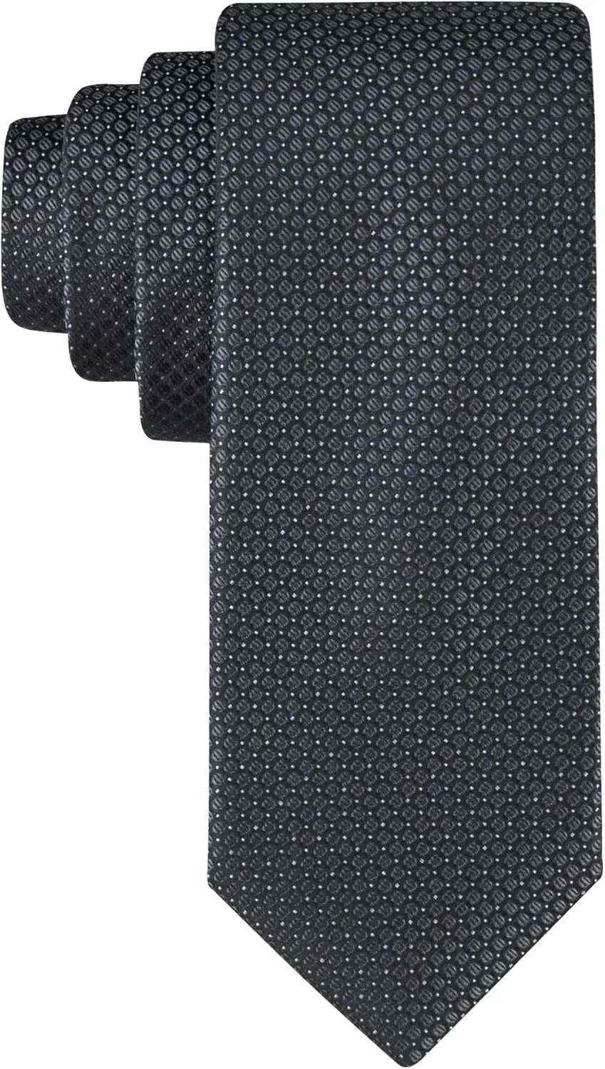 Calvin Klein Mens Black Solid and Pattern Neckties ??Standard and Extra Long Sizes