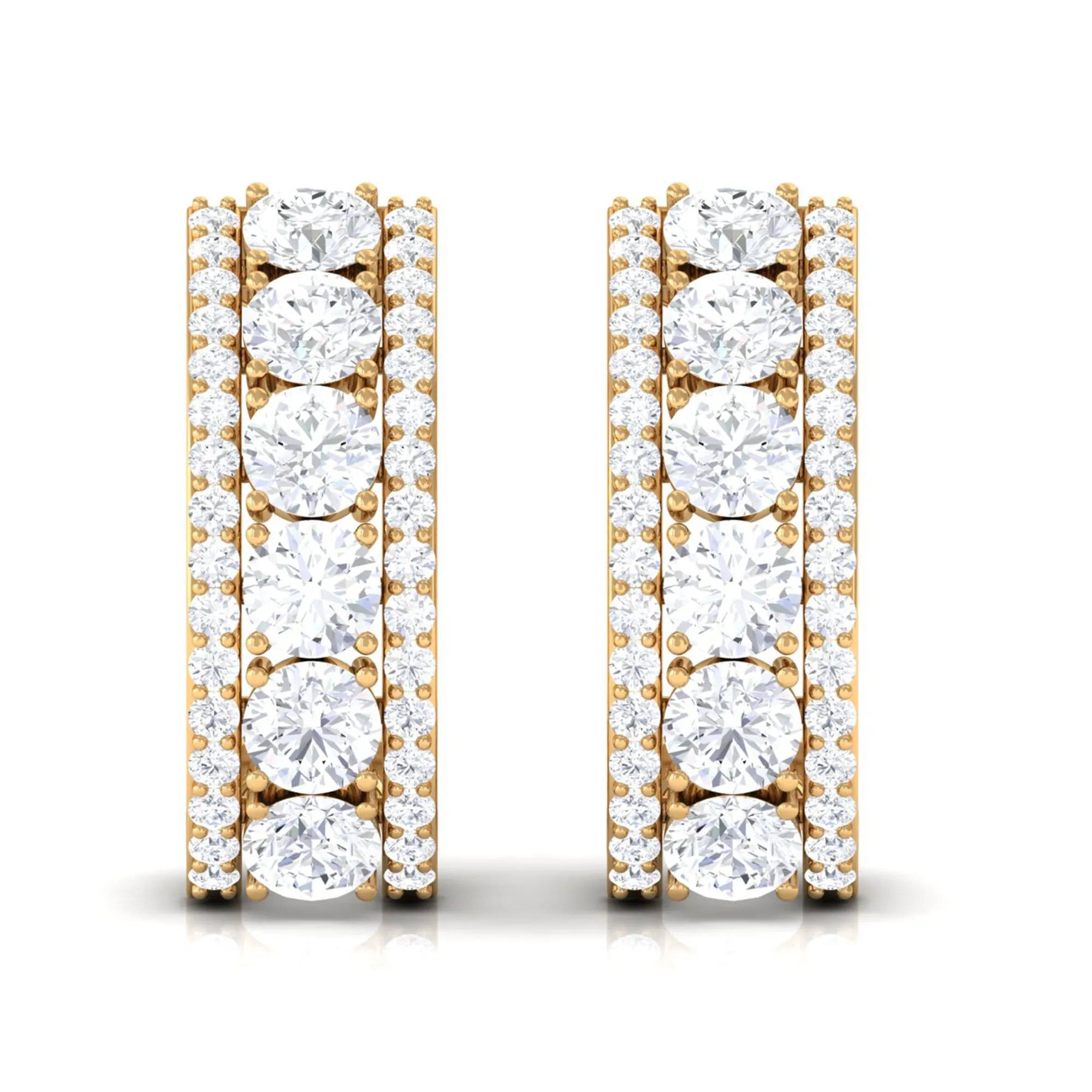 Certified Moissanite Round Designer J Hoop Earrings