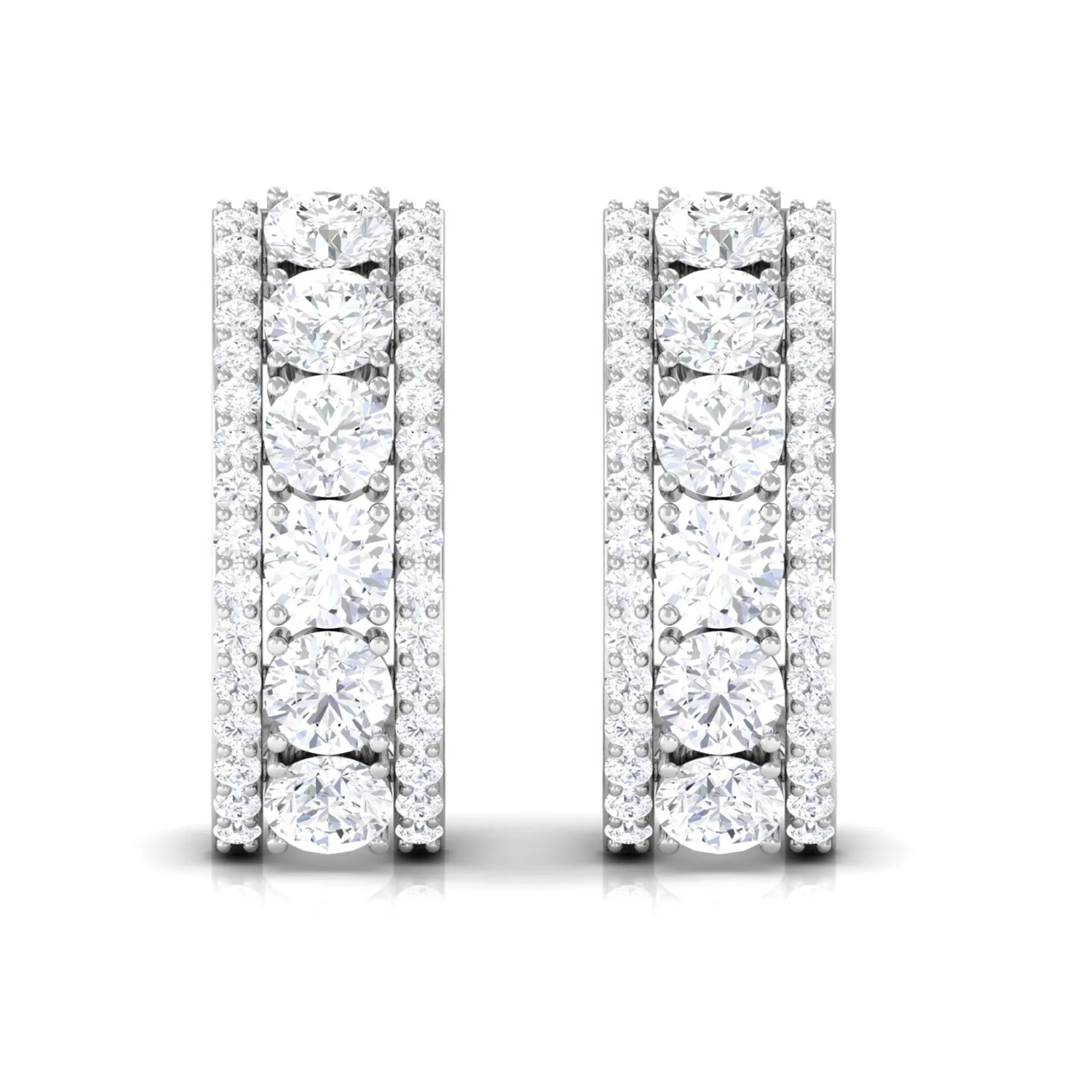 Certified Moissanite Round Designer J Hoop Earrings