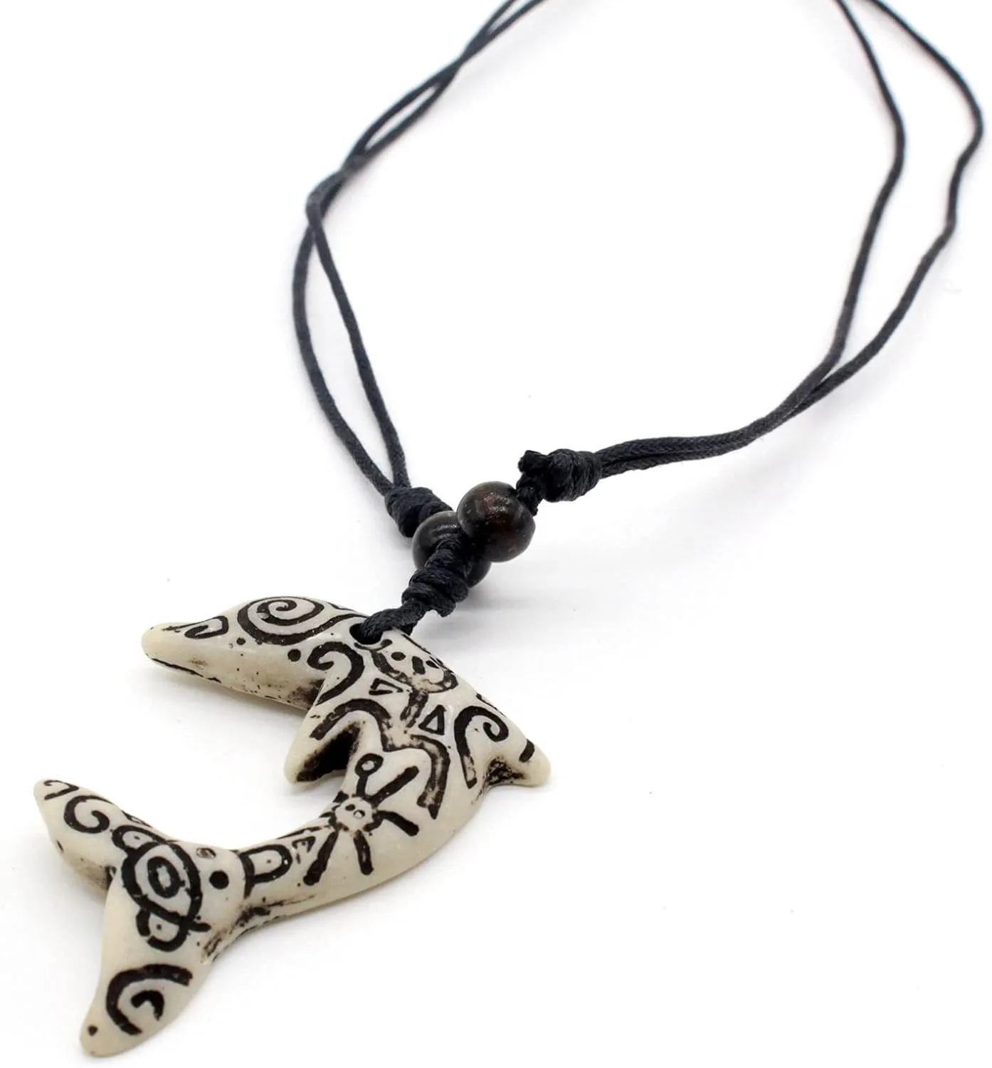 Cute Dolphin Charm Pendant Necklace for Men Women,Adjustable Black Rope Cord Necklace