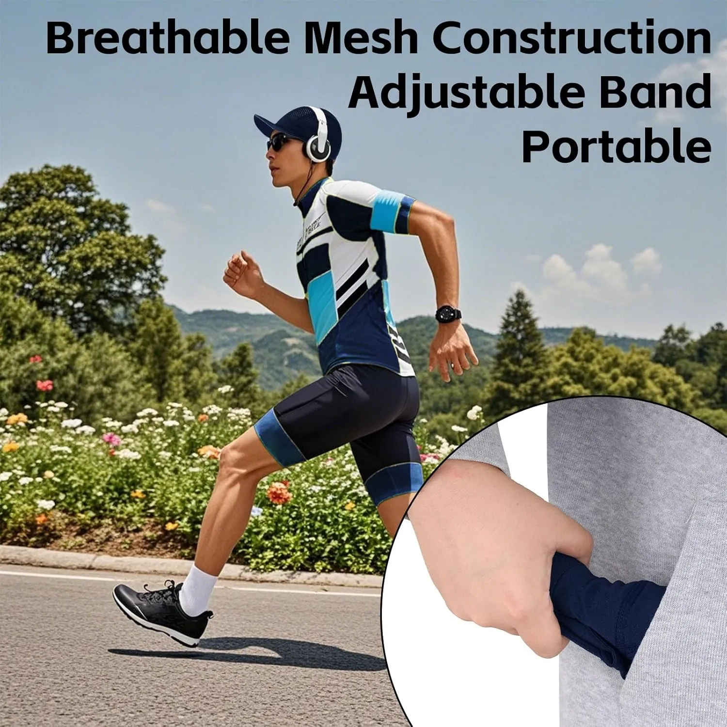 Cycling Cap for Men Women Bike Hat Under Helmet Liner Skull Cap for Summer Outdoor Sports Running Sun Protection Black