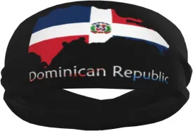Dominican Republic Map Flag Sports Headbands for Men Sweatband Sports Running Headband Hairband for Women Men Sweat Bands for Running