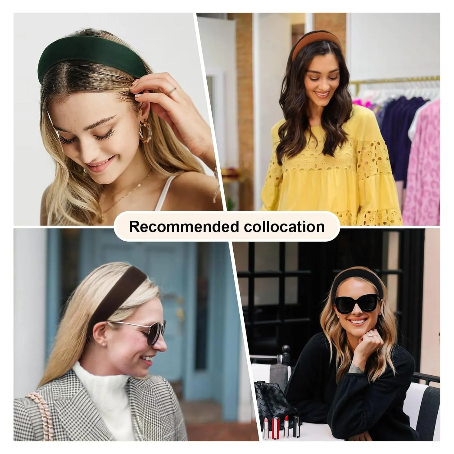 DRESHOW 4 Pcs Velvet Wide Headbands for Women Girls Turban Vintage Boho Head Bands Fashion Non Slip Head Wraps Hoop Hair Accessories