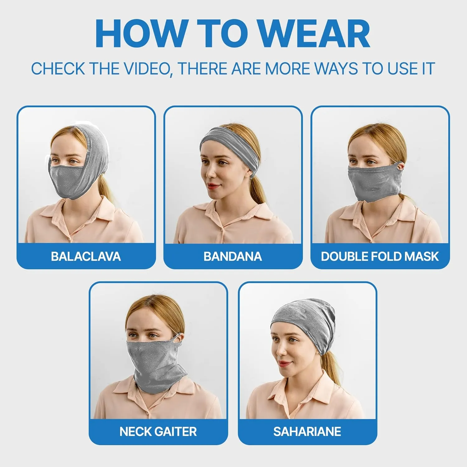 Face Neck Gaiter Balaclava Mask Running Wrap for Men Women | Seamless Seasonless UV Sun Protection |