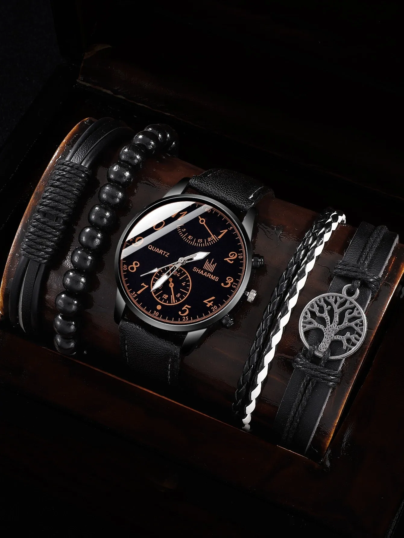 Fashion Men's Sports Watches Man Business Quartz Wristwatch 5pcs/Set