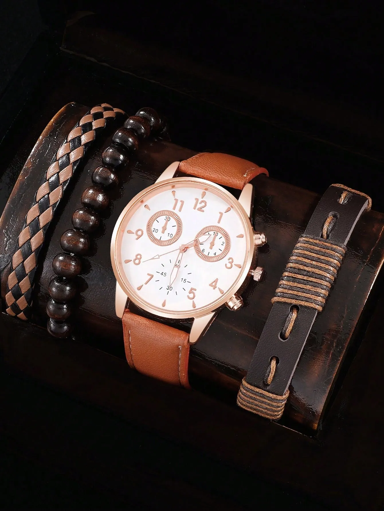 Fashion Men's Sports Watches Man Business Quartz Wristwatch 5pcs/Set