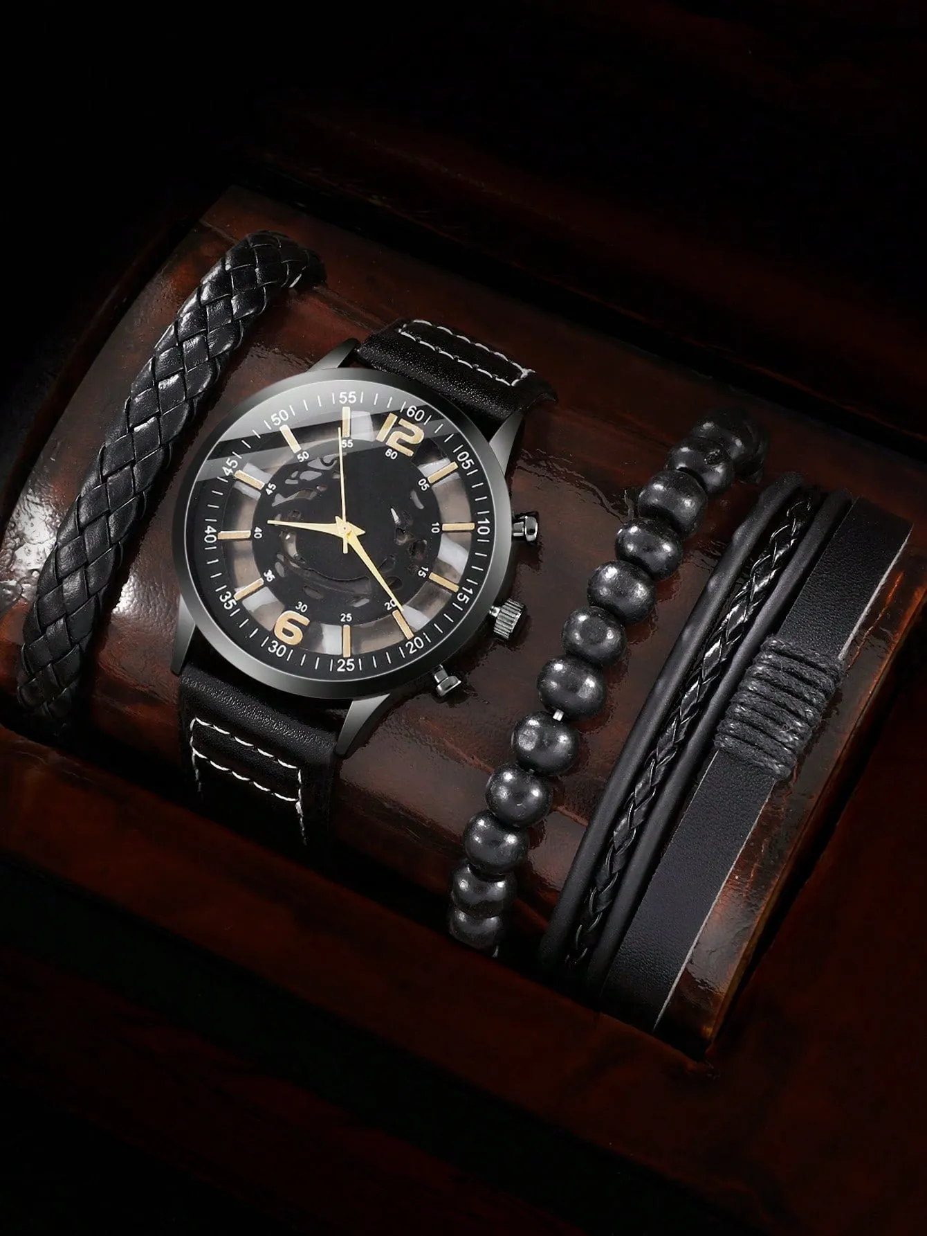 Fashion Men's Sports Watches Man Business Quartz Wristwatch 5pcs/Set