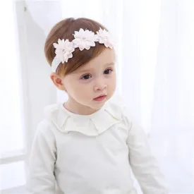 Floral Lace Hair Bow for Baby Girls Soft Stretch Headband for Newborns to Toddlers Baby Shower Birthday Hair Band 0-36 Months (Pink pearl, Free)