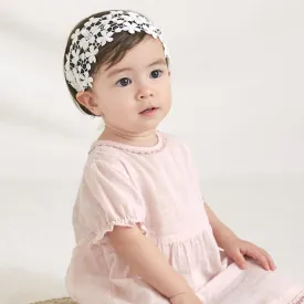 Floral Lace Hair Bow for Baby Girls Soft Stretch Headband for Newborns to Toddlers Baby Shower Birthday Hair Band 0-36 Months (White, Free)