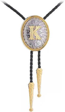 GelConnie Western Ties for Men Gold Bolo Tie Initial Letter A to Z Native American Bola Ties Cowboy Accessories for Men Women