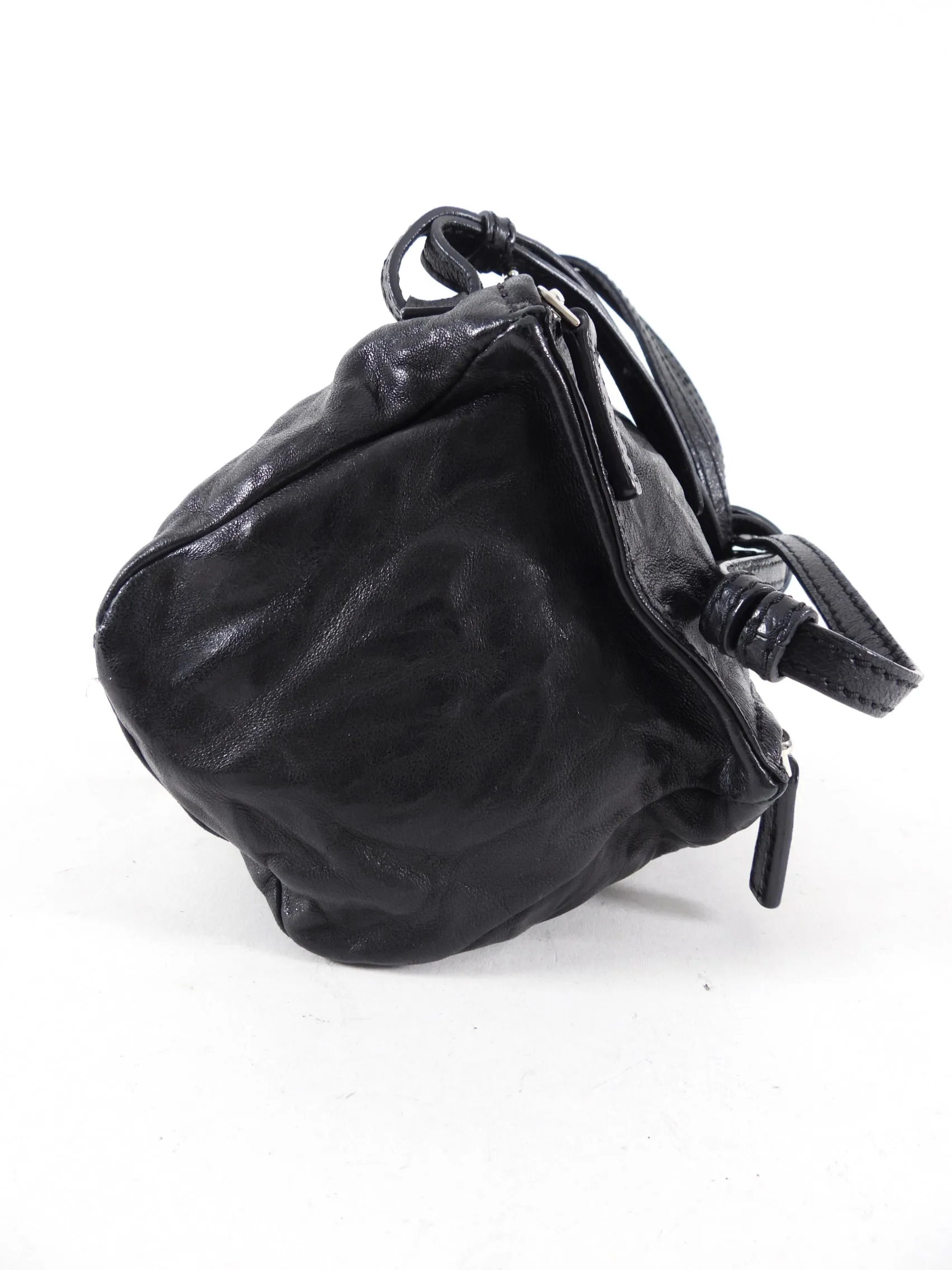 Givenchy Black Aged Pepe Leather Mini Pandora Crossbody Bag