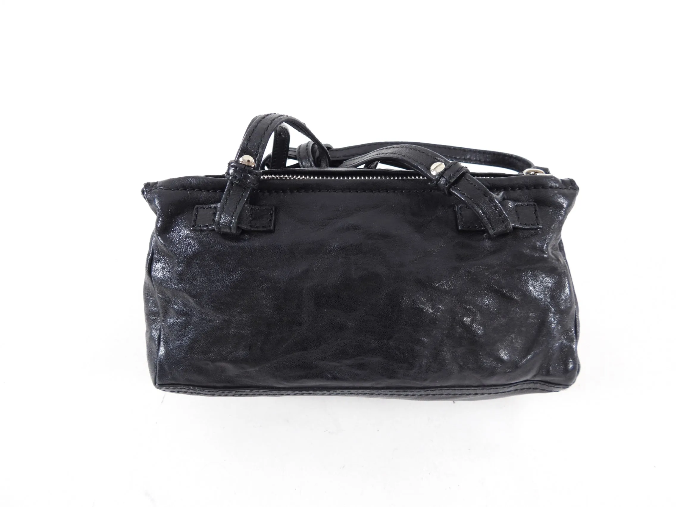 Givenchy Black Aged Pepe Leather Mini Pandora Crossbody Bag