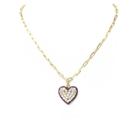 Gold Filled CZ Pave Heart Pendant Necklace